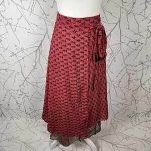 Guru Eco Wear Leaf Print 100% Silk Layered Wrap Around Maxi Skirt